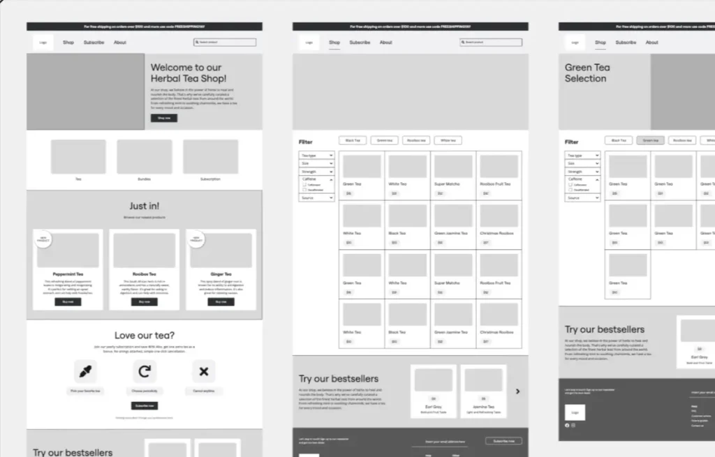 Open Cart wireframe